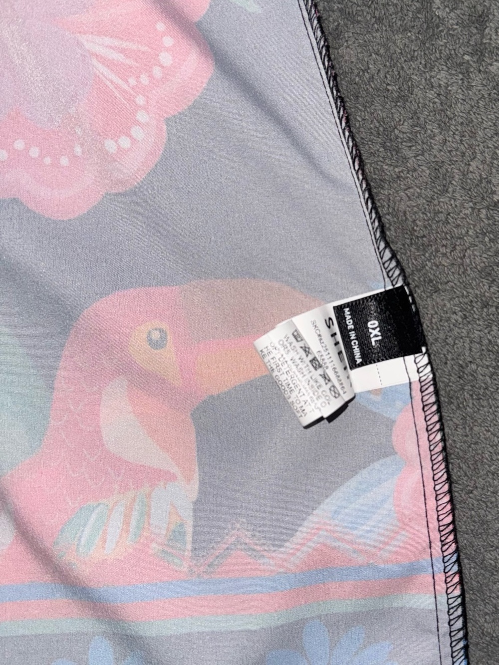 SHEIN Curve 0XL Tropical Floral Bird Print Long Sleeve Dress - Picture 6 of 6
